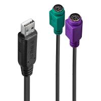 Lindy 42651 adaptador para cabos USB A 1.1 2 x Mini-DIN 6 Pin Preto