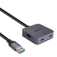 Lindy 43388 hub de interface USB 3.2 Gen 1 (3.1 Gen 1) Type-A 5000 Mbit/s Preto, Cinzento