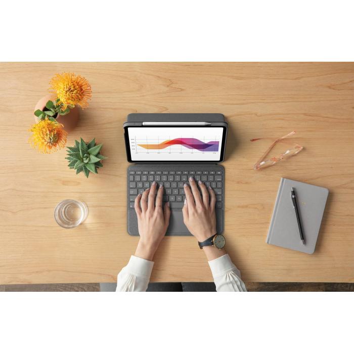 Logitech Folio Touch AZERTY Francês Smart Connector Cinzento — imagem 9 de 20