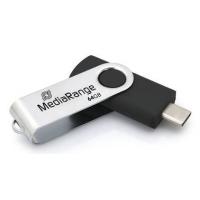 MediaRange MR1953 unidade de memória USB 64 GB USB Type-C 3.2 Gen 1 (3.1 Gen 1) Preto, Prateado