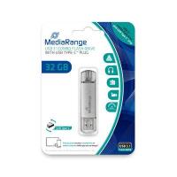 MediaRange MR936 unidade de memória USB 32 GB USB Type-A / USB Type-C 3.2 Gen 1 (3.1 Gen 1) Prateado
