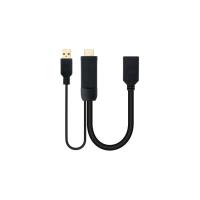 Nanocable 10.16.0205 adaptador de cabo de vídeo 0,2 m HDMI + USB Type-A DisplayPort Preto