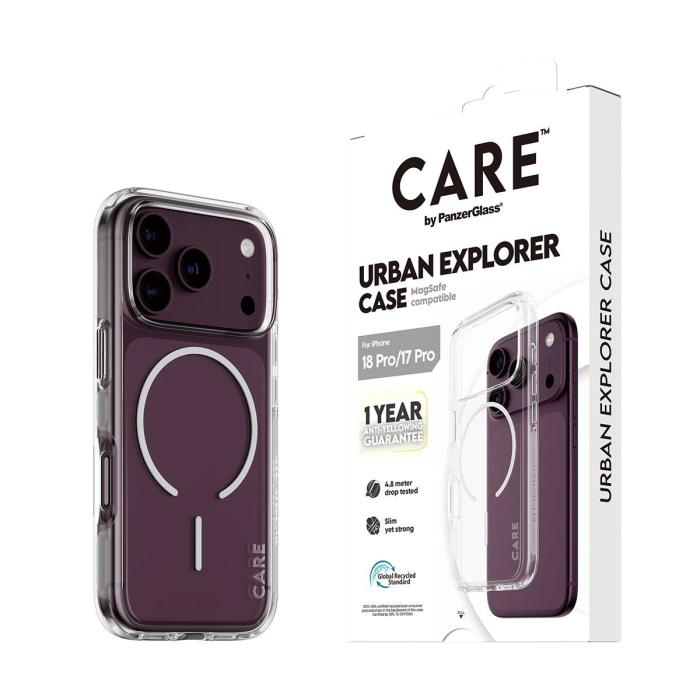 PanzerGlass CARE™ by ® Urban Explorer Case Transparent w. White MagSafe iPhone 18 Pro | 17 Pro capa para telemóvel — imagem 6 de 12