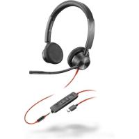 POLY Headset Estéreo Blackwire 3325 com USB-C certificado para Microsoft Teams + Conector de 3,5 mm + Adaptador USB-C/A