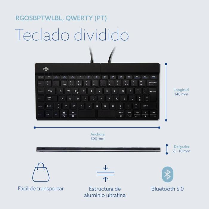 R-Go Tools Teclado ergonómico R-Go Split Break com software de pausa, teclado ergonómico dividido, QWERTY (PT), bluetooth — imagem 14 de 30