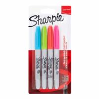 Sharpie 2065403 marcador permanente Fibre tip Azul, Verde, Laranja, Rosa 4 unidade(s)