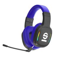 Sparco SPWHEADPHONEPRO auscultador Auscultadores Sem fios Fita de cabeça Jogos USB Type-C Preto, Azul