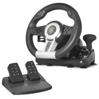 Spirit of Gamer Race Wheel Pro Preto, Prateado USB Volante + Pedais Analógico / Digital PC, Playstation 2, Playstation 3