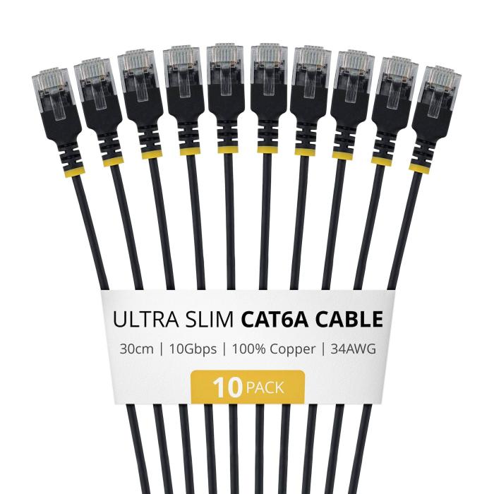 StarTech.com 6AUTP34BKS30CM10PK cabo de rede Preto 0,3 m Cat6a U/UTP (UTP) Redondo — imagem 5 de 8