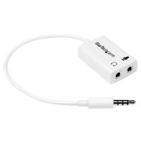 StarTech.com Adaptador de auricular branco para auriculares com conectores de auscultador/microfone separados - 4 posições de 3,5 mm para 2x 3 posições de 3,5 mm M/F