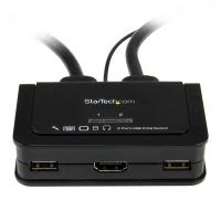 StarTech.com Comutador KVM de cabo HDMI USB de 2 portas com áudio e comutador remoto – alimentado por USB