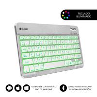 SUBBLIM TECLADO SMART BACKLIT BLUETOOTH SILVER QWERTY Espanhol Prateado, Branco