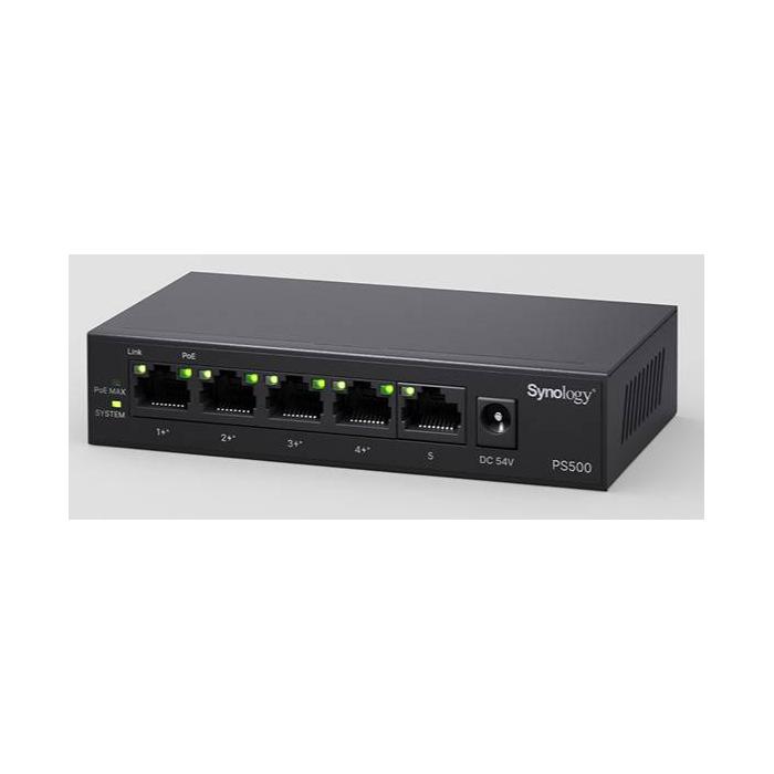 Synology PS500 switch de rede Não-gerido L2 Gigabit Ethernet (10/100/1000) Power over Ethernet (PoE) PC Preto — imagem 2 de 2
