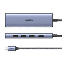 Ugreen 20956A hub de interface USB Type-C 5000 Mbit/s Prateado
