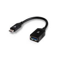 V7 V7U3C-BLK-1E cabo USB USB 3.2 Gen 1 (3.1 Gen 1) 0,1 m USB C USB A Preto
