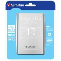 Verbatim Store 'n' Go disco externo 1 TB 2.5'' Micro-USB B 3.2 Gen 1 (3.1 Gen 1) Prateado